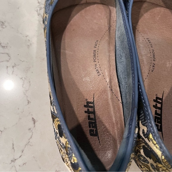 EARTH ALINA METALLIC PRI WOMENS BLUE CANVAS SLIP ON BALLET FLATS SHOES Size 8 - Picture 8 of 12